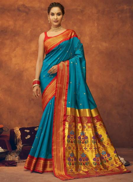 Sea Blue Colour Aruchi Paithni Festive Wear Designer Fancy Saree Collection 42001